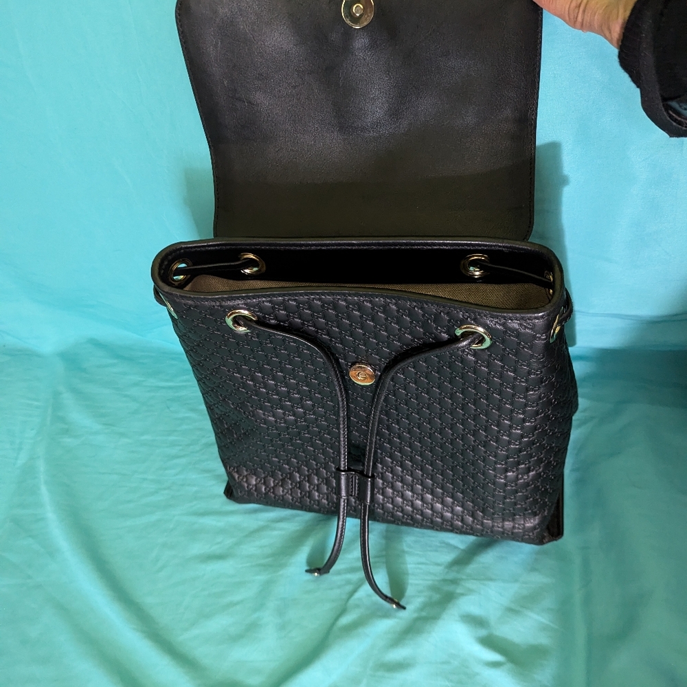 Gucci Black Microguccisma Backpack Purse - Picture 13 of 16
